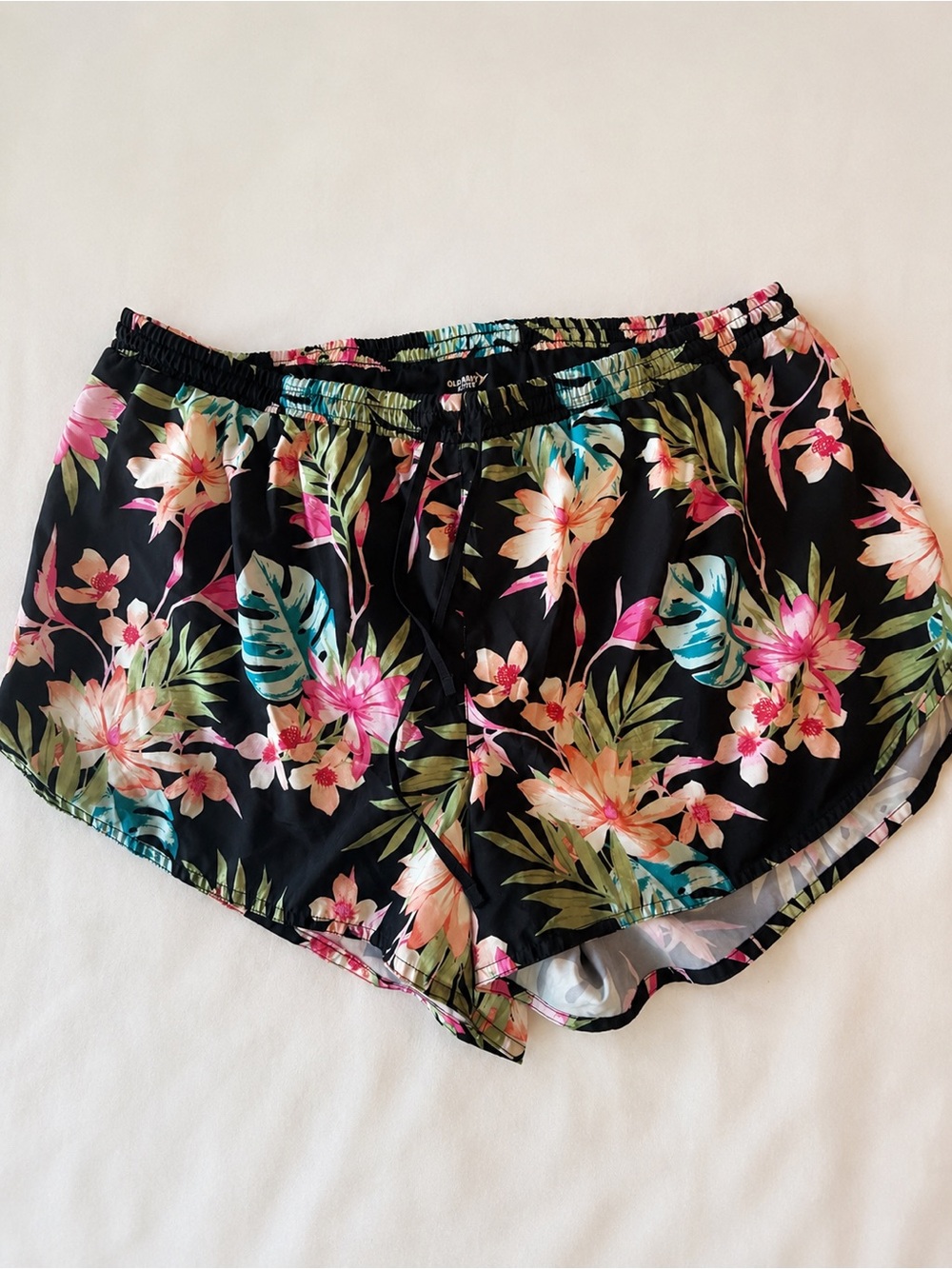 Old Navy Black Tropical Floral Athletic Shorts